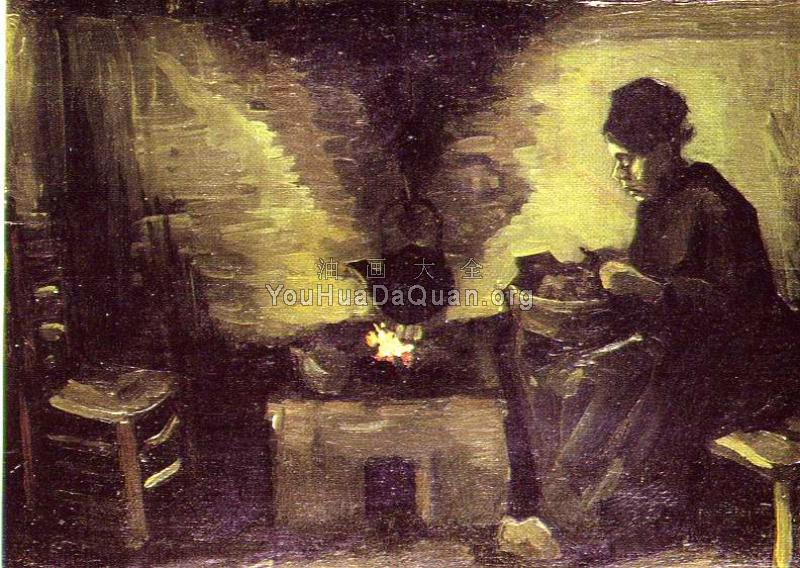 灶旁的农妇 - 文森特·威廉·梵高